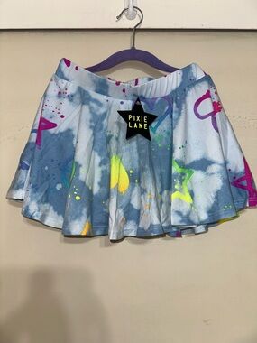 Pixie Lane NWT size 8 Blue Tie-Dye Kids Skort with Neon Accents